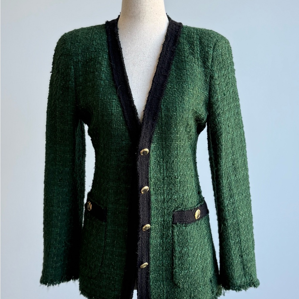Zara Green Tweed Jacket blazer